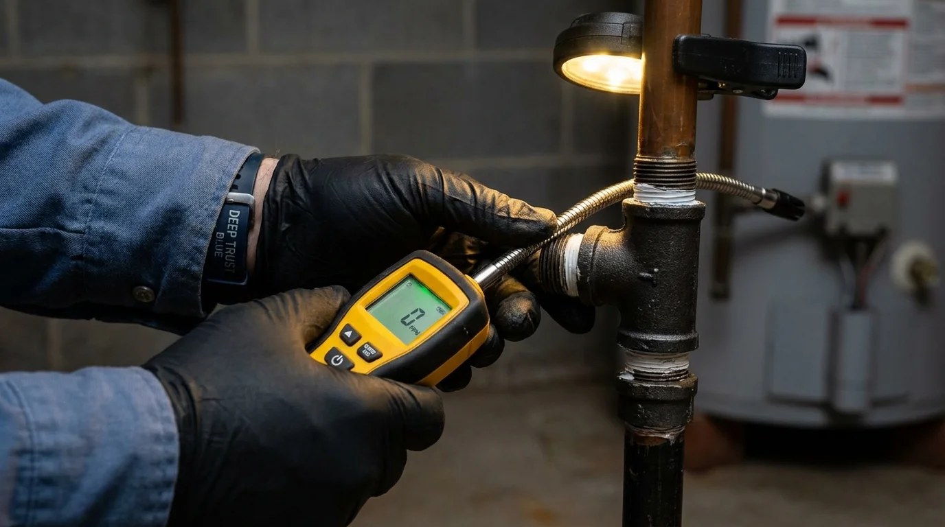 Gas leak detection with electronic sniffer by Johns Plumbing LLC in Freer