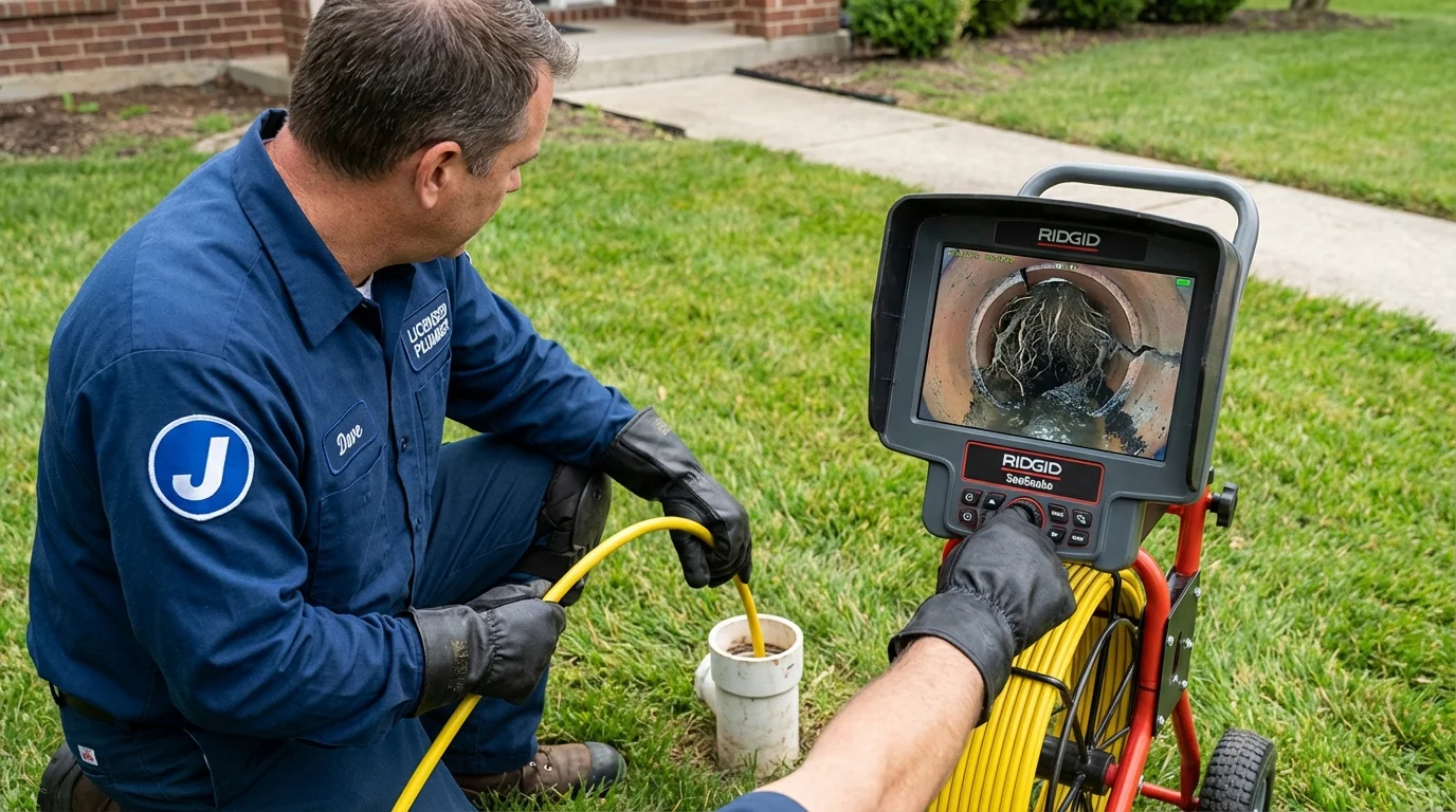 Sewer camera inspection being performed by Johns Plumbing LLC in Freer