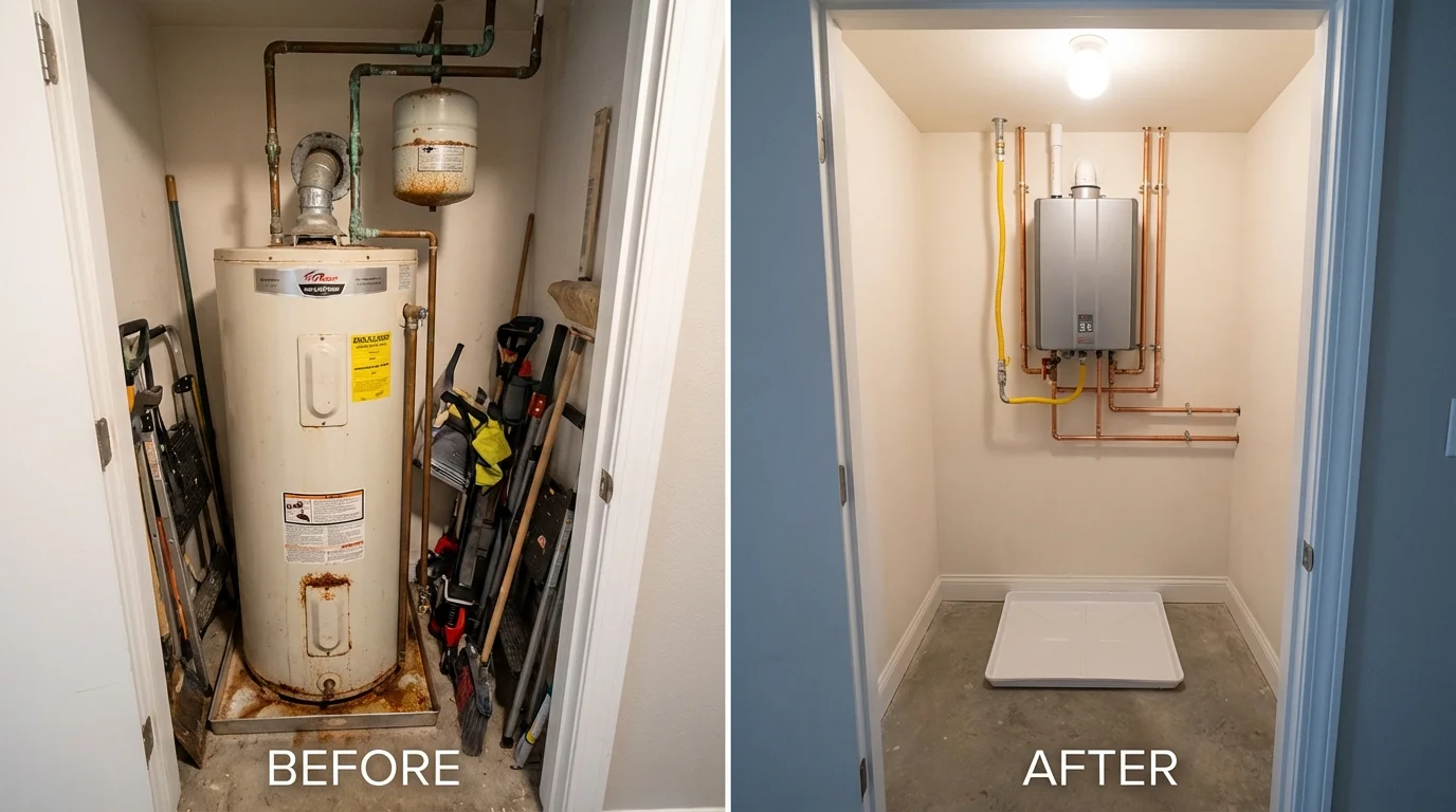 Tank water heater versus wall-mounted tankless unit comparison for Freer, TX homeowners